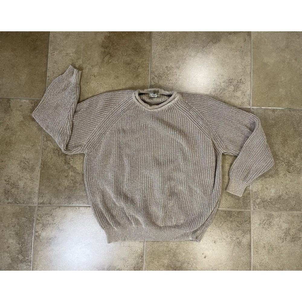 VTG LL Bean Sweater Mens Size 2XL Brown Long Sleeve Cotton Casual Cowl Neck